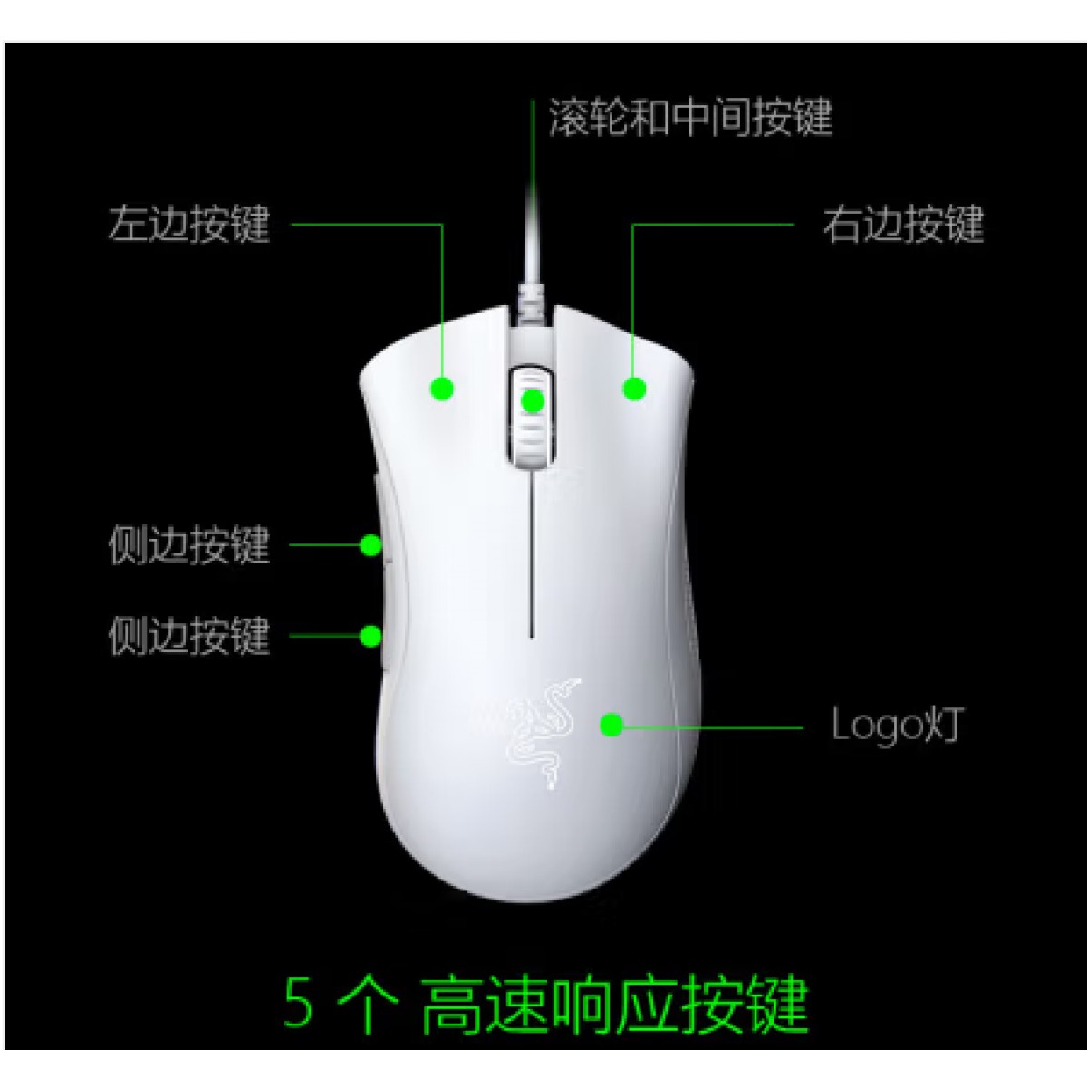 雷蛇（Razer） 炼狱蝰蛇标准版 宏电竞游戏 鼠标有线人体工学机械炼狱电脑LOL CF适用 炼狱蝰蛇标准版